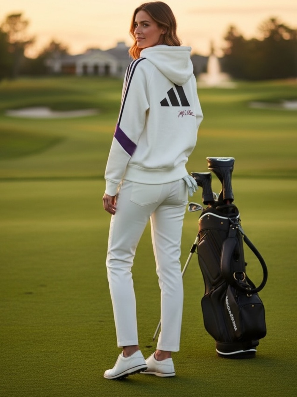 NWOT adidas x JAY3LLE Knit Golf Full Zip Hoodie White Purple Johan Lindeberg L